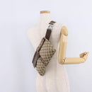 GUCCI GG Canvas Waist Bag Beige Silver 28566 Auth 211883-28