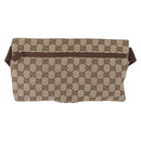 GUCCI GG Canvas Waist Bag Beige Silver 28566 Auth 211883-3