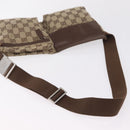 GUCCI GG Canvas Waist Bag Beige Silver 28566 Auth 211883-7