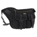 BURBERRY Nova Check Black Label Waist Bag Nylon Black Silver Auth 211885-1