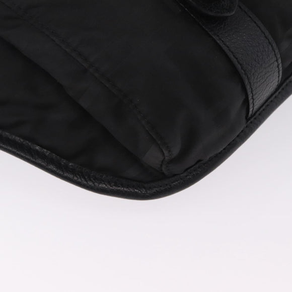 BURBERRY Nova Check Black Label Waist Bag Nylon Black Silver Auth 211885