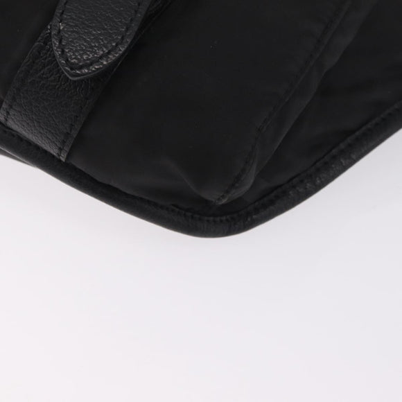 BURBERRY Nova Check Black Label Waist Bag Nylon Black Silver Auth 211885