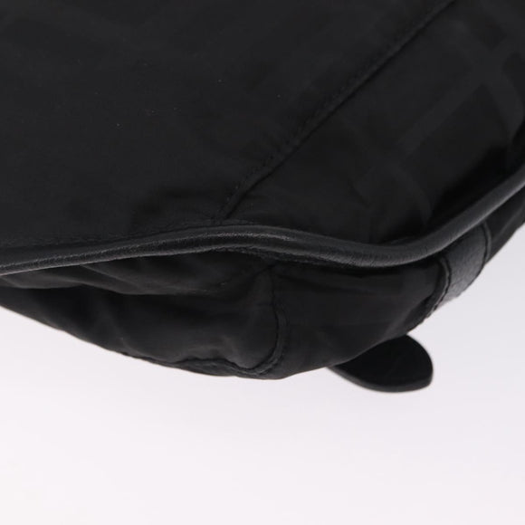 BURBERRY Nova Check Black Label Waist Bag Nylon Black Silver Auth 211885
