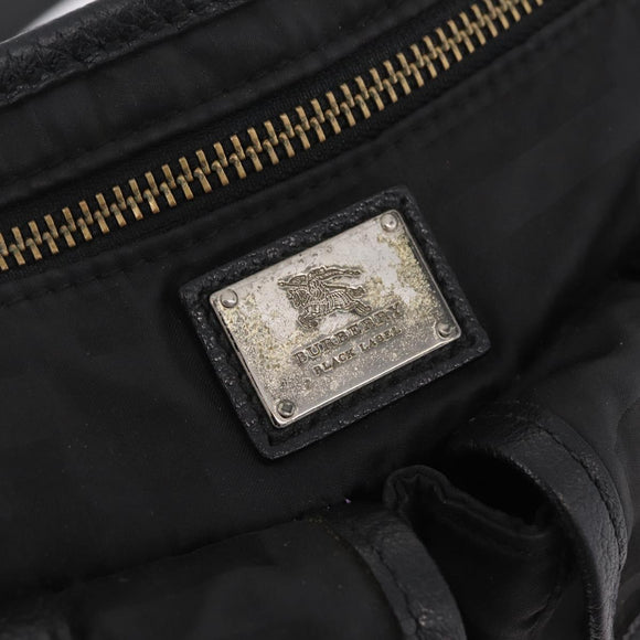 BURBERRY Nova Check Black Label Waist Bag Nylon Black Silver Auth 211885