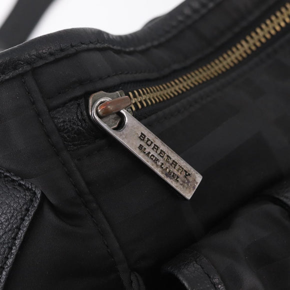 BURBERRY Nova Check Black Label Waist Bag Nylon Black Silver Auth 211885