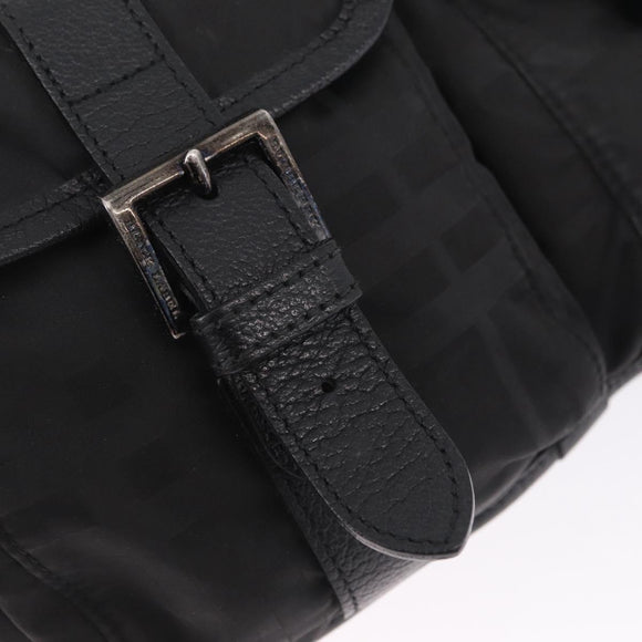 BURBERRY Nova Check Black Label Waist Bag Nylon Black Silver Auth 211885