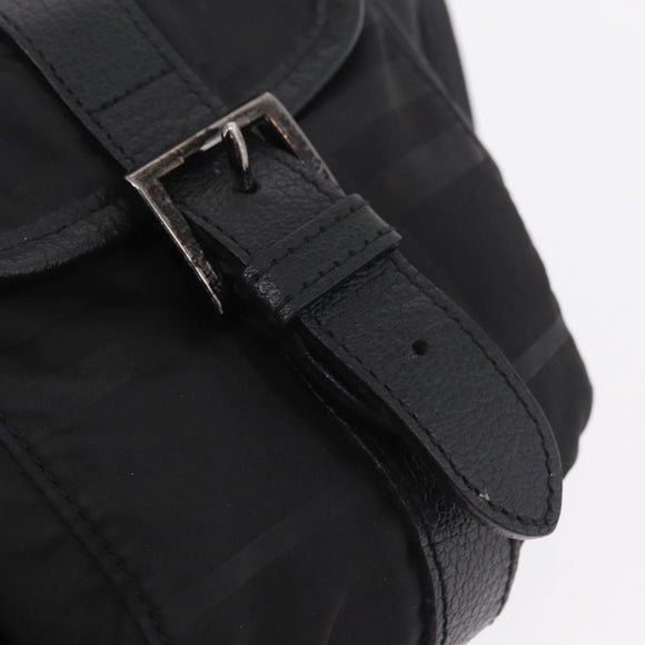 BURBERRY Nova Check Black Label Waist Bag Nylon Black Silver Auth 211885
