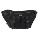 BURBERRY Nova Check Black Label Waist Bag Nylon Black Silver Auth 211885-2