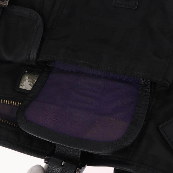 BURBERRY Nova Check Black Label Waist Bag Nylon Black Silver Auth 211885