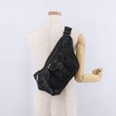 BURBERRY Nova Check Black Label Waist Bag Nylon Black Silver Auth 211885-28