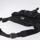 BURBERRY Nova Check Black Label Waist Bag Nylon Black Silver Auth 211885-6