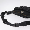 BURBERRY Nova Check Black Label Waist Bag Nylon Black Silver Auth 211885-7