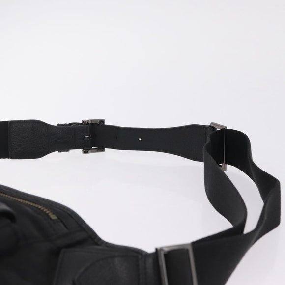 BURBERRY Nova Check Black Label Waist Bag Nylon Black Silver Auth 211885