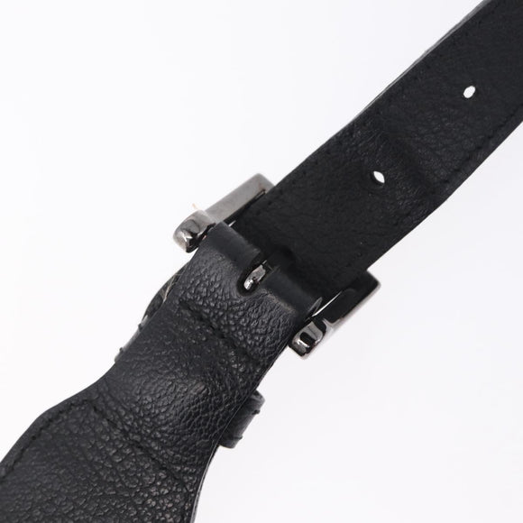 BURBERRY Nova Check Black Label Waist Bag Nylon Black Silver Auth 211885