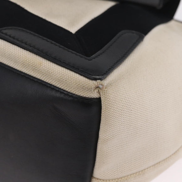 Balenciaga Navy Cabas S Hand Bag Canvas White Silver 339933 Auth 211886