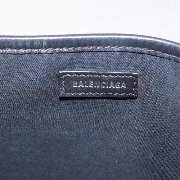 Balenciaga Navy Cabas S Hand Bag Canvas White Silver 339933 Auth 211886