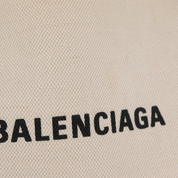 Balenciaga Navy Cabas S Hand Bag Canvas White Silver 339933 Auth 211886