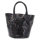 FENDI Hand Bag Patent leather Black Gold Auth 211887A-2