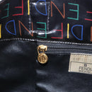 FENDI Hand Bag Patent leather Black Gold Auth 211887A-20