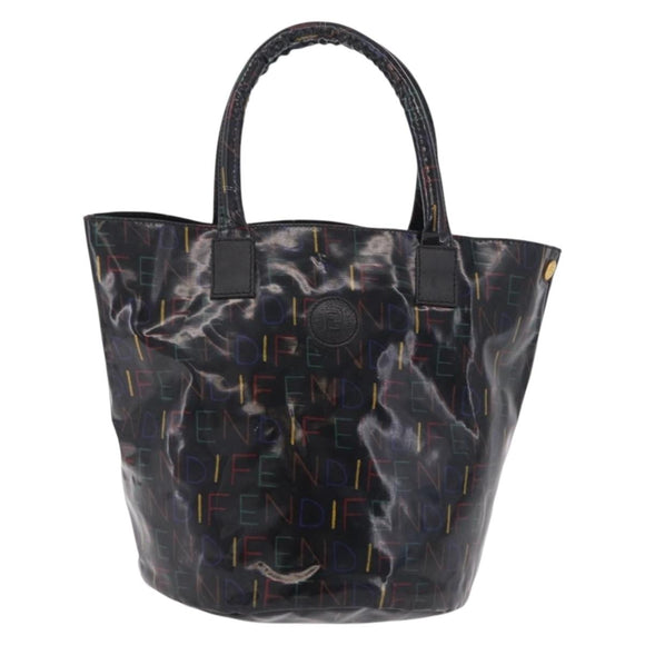 FENDI Hand Bag Patent leather Black Gold Auth 211887A