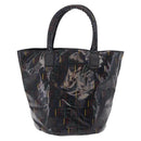 FENDI Hand Bag Patent leather Black Gold Auth 211887A-3
