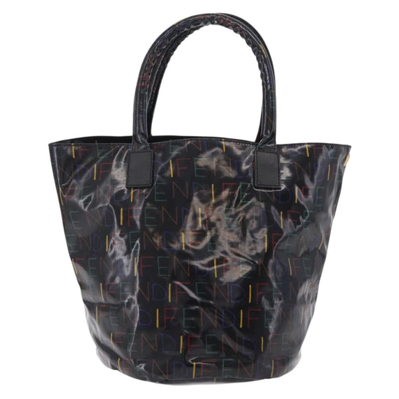 FENDI Hand Bag Patent leather Black Gold Auth 211887A