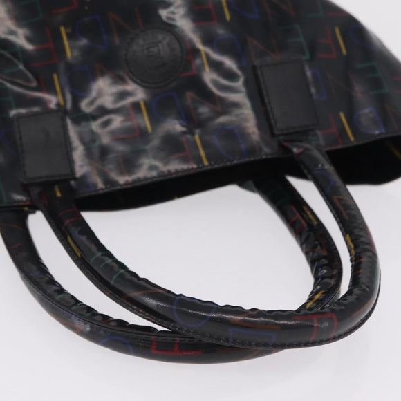 FENDI Hand Bag Patent leather Black Gold Auth 211887A