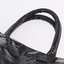 FENDI Hand Bag Patent leather Black Gold Auth 211887A-8