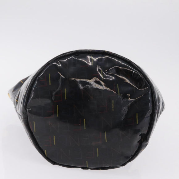 FENDI Hand Bag Patent leather Black Gold Auth 211887A