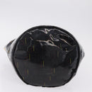 FENDI Hand Bag Patent leather Black Gold Auth 211887A-9