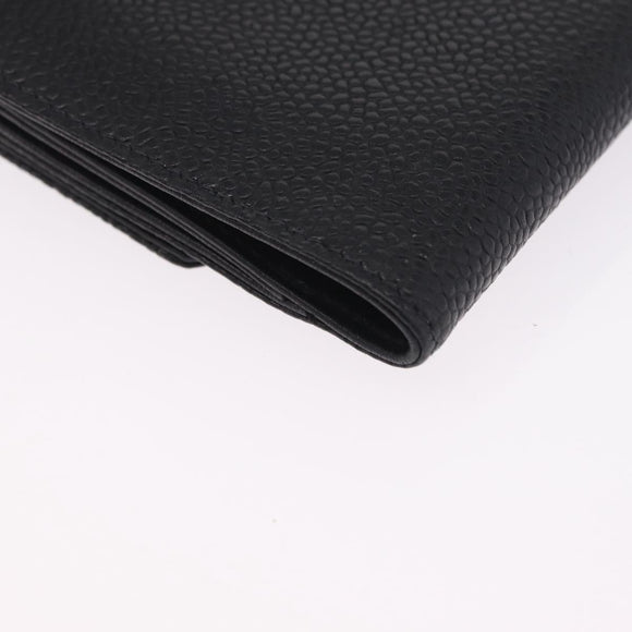 CHANEL Bifold Wallet Caviar Skin Black Gold CC Auth 211888M