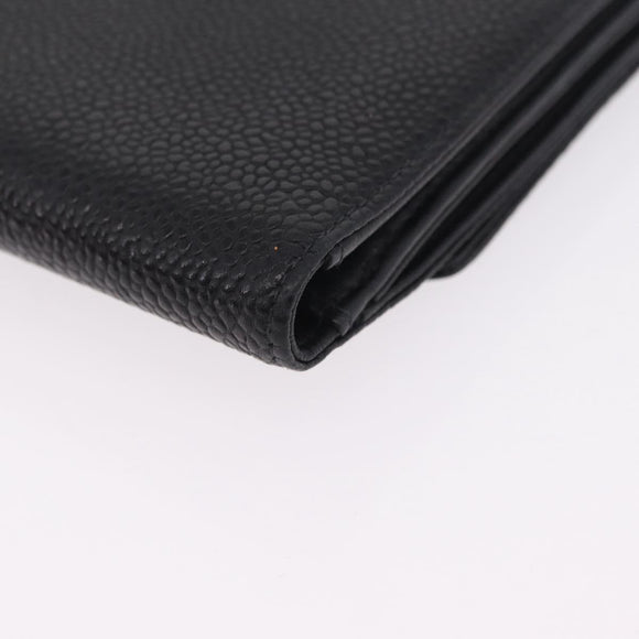 CHANEL Bifold Wallet Caviar Skin Black Gold CC Auth 211888M