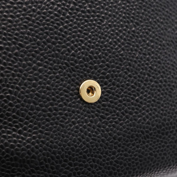 CHANEL Bifold Wallet Caviar Skin Black Gold CC Auth 211888M