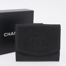 CHANEL Bifold Wallet Caviar Skin Black Gold CC Auth 211888M-25