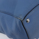 PRADA Tote Bag Leather Blue Silver Auth 211890-11