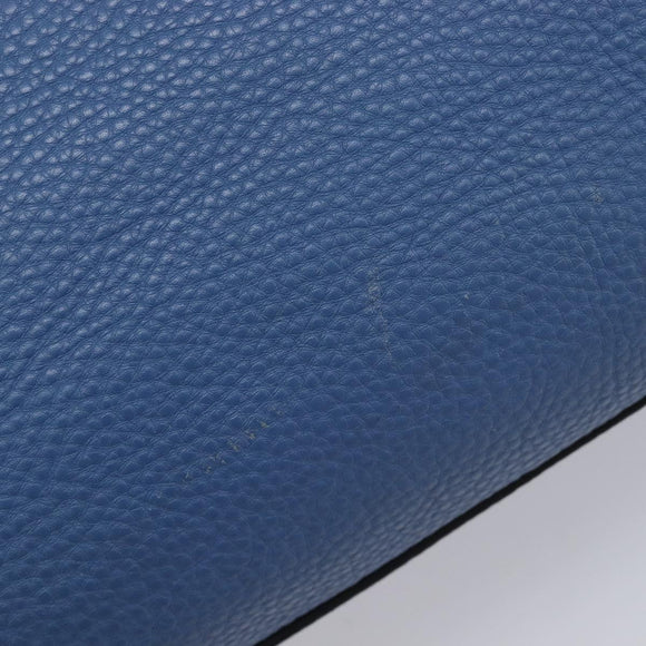 PRADA Tote Bag Leather Blue Silver Auth 211890