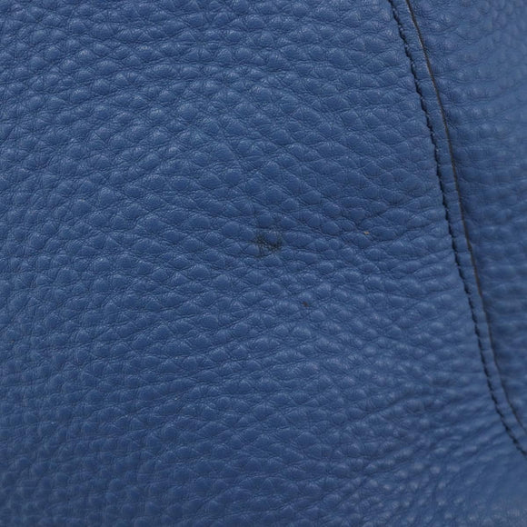 PRADA Tote Bag Leather Blue Silver Auth 211890