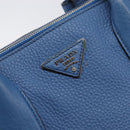 PRADA Tote Bag Leather Blue Silver Auth 211890-17