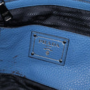 PRADA Tote Bag Leather Blue Silver Auth 211890-19