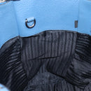 PRADA Tote Bag Leather Blue Silver Auth 211890-23