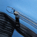 PRADA Tote Bag Leather Blue Silver Auth 211890-24