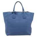 PRADA Tote Bag Leather Blue Silver Auth 211890-3