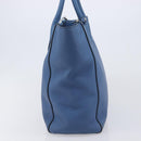 PRADA Tote Bag Leather Blue Silver Auth 211890-4