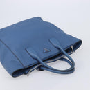 PRADA Tote Bag Leather Blue Silver Auth 211890-6
