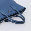 PRADA Tote Bag Leather Blue Silver Auth 211890-7