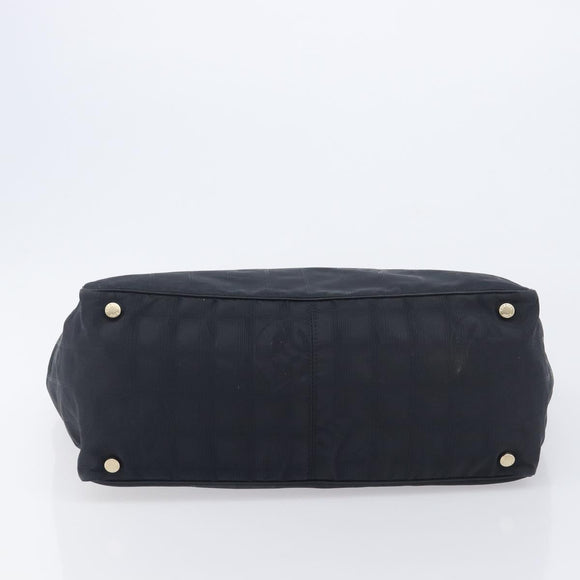 CHANEL New Travel Line Tote Bag Nylon Black Gold CC Auth 211891A