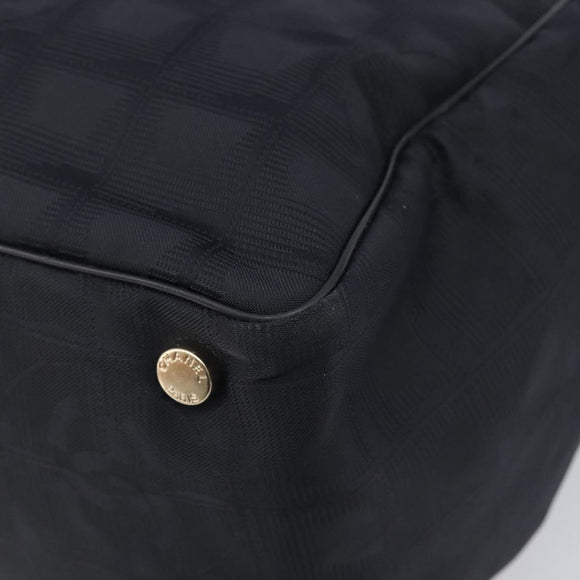 CHANEL New Travel Line Tote Bag Nylon Black Gold CC Auth 211891A