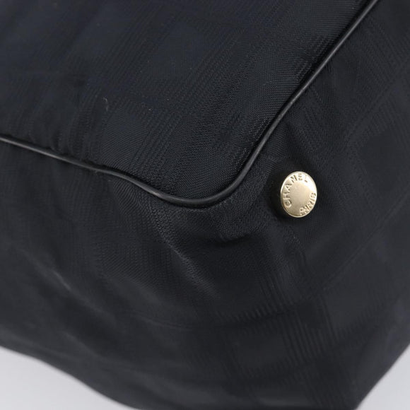 CHANEL New Travel Line Tote Bag Nylon Black Gold CC Auth 211891A