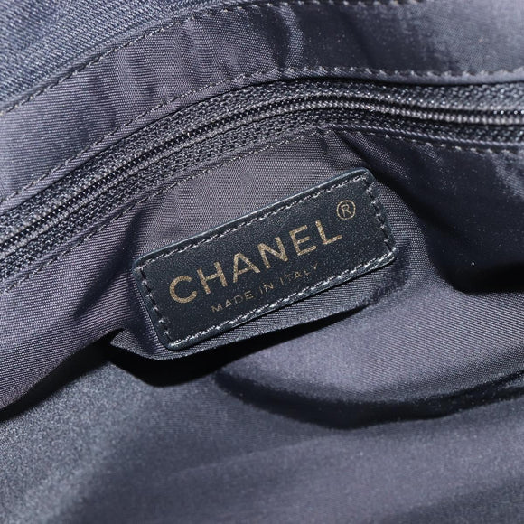 CHANEL New Travel Line Tote Bag Nylon Black Gold CC Auth 211891A