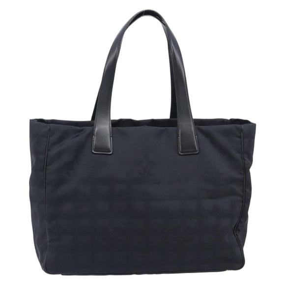 CHANEL New Travel Line Tote Bag Nylon Black Gold CC Auth 211891A